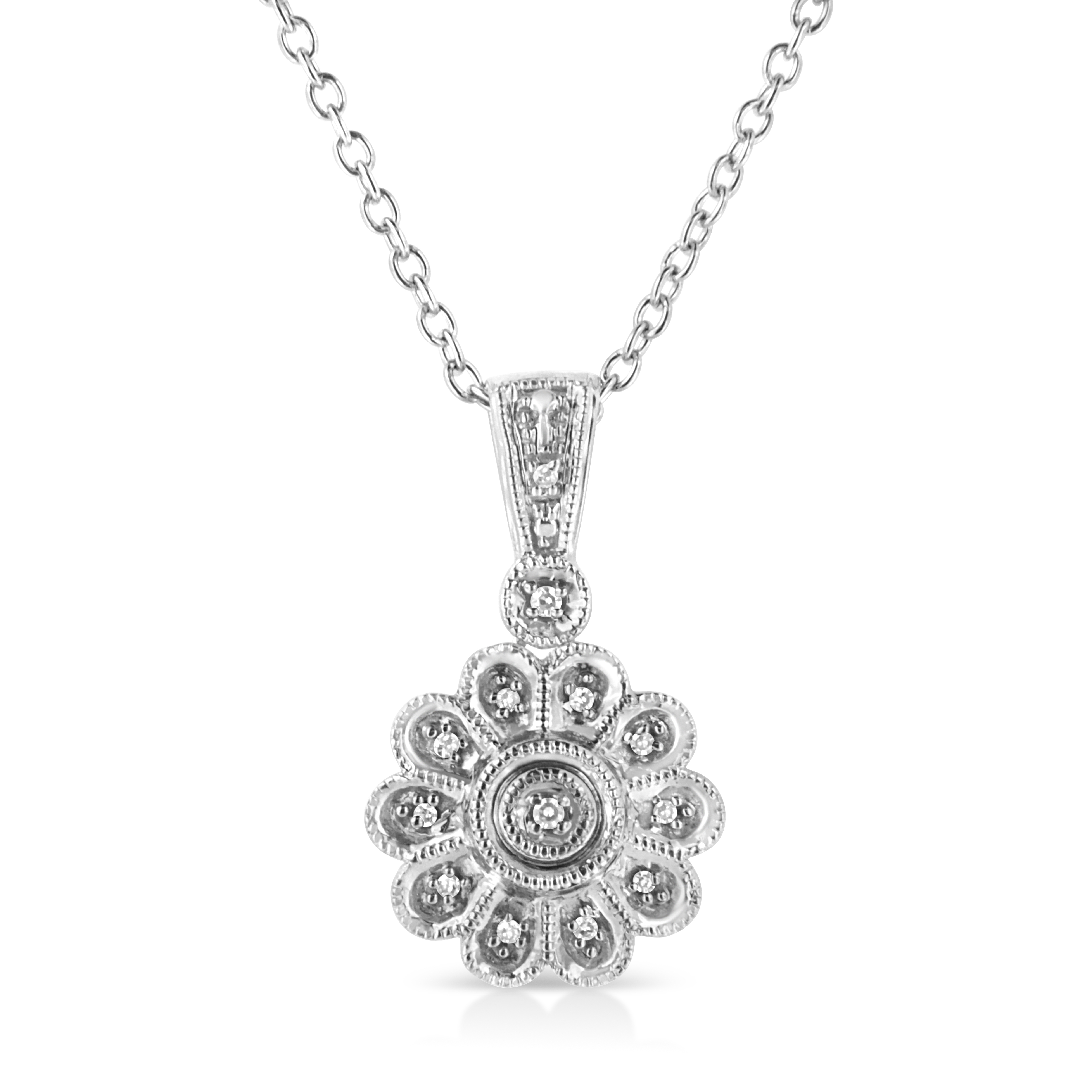 .925 Sterling Silver Diamond Accent Sunburst